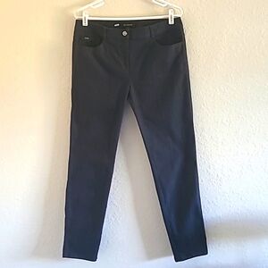 St. John Bardo Jean Skinny Ankle. Sz 8 Dark Blue Stretch Denim. Quiet Luxury.